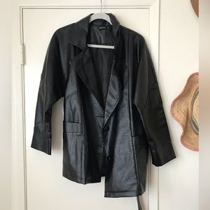 Boohoo Leather Jacket in black, size 8